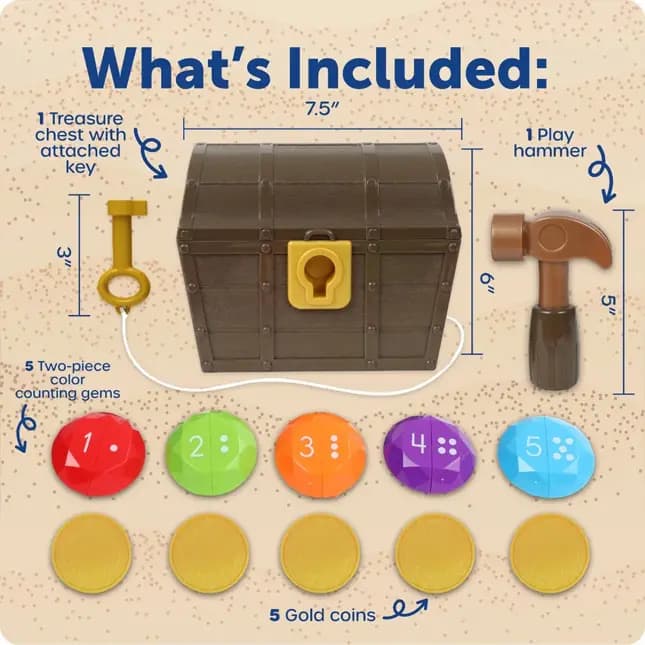 Fat Brain Toys Gem Surprise Treasure Chest [BUILD PRESCHOOL READINESS: Introduces numbers and colors through hands-on play; a great fit for preschool learning toys, classroom treas