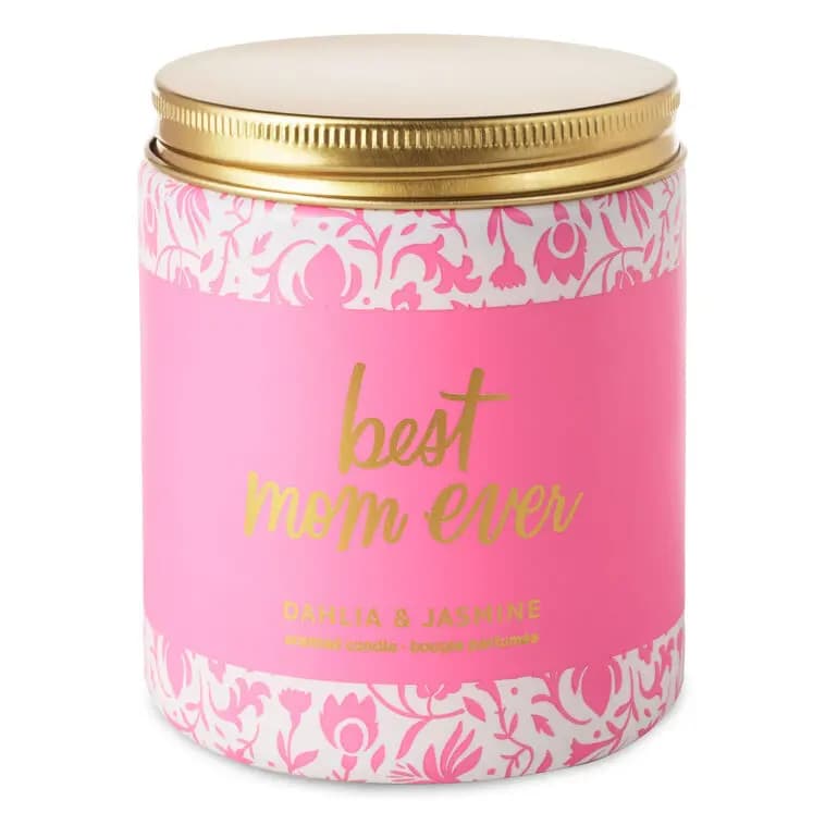 Best Mom Ever Dahlia and Jasmine Scented Jar Candle, 7 oz. [On front: Best Mom Ever; On back: "M, 7 oz.; 2.62'' W x 3.62'' H x 2.62'', 1, Candle]