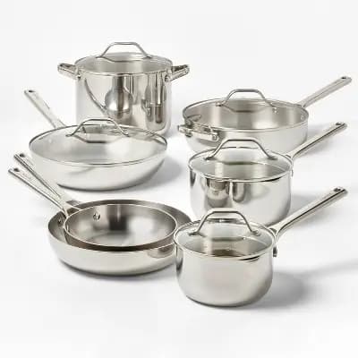 12pc Stainless Steel Cookware Set with 6pc Pan Protectors Silver - Figmint™ [Stainless Steel, 18/0 Stainless Steel, BPA-Free, Stay-Cool Handle]