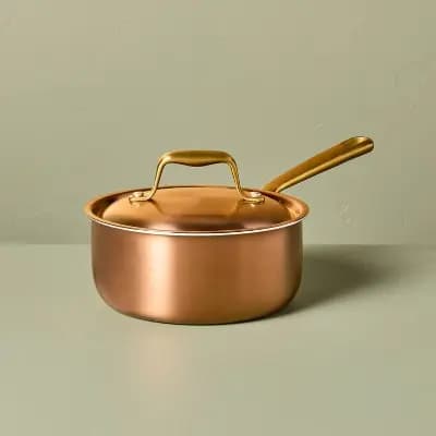 Hearth & Hand with Magnolia 2.1qt 7" 2pc Stainless Steel Sauce Pan Copper - Hearth & Hand™ with Magnolia [7 Inches, 2.7 Pounds, Stainless Steel]