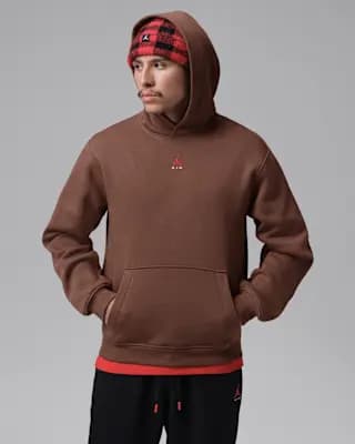 Jordan Brooklyn Men's Pullover Hoodie Fauna Brown/University Red [Fauna Brown/University Red, Front pocket, Machine wash]