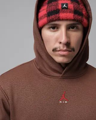 Jordan Brooklyn Men's Pullover Hoodie Fauna Brown/University Red [Fauna Brown/University Red, Front pocket, Machine wash]