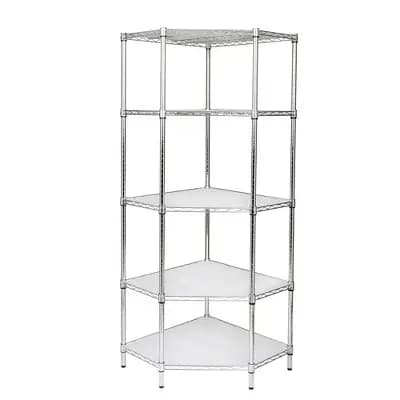 Honey-Can-Do 5Tier Corner Shelving Storage Organizer, 350lb Shelf Capacity, Gray [Steel Alloy, 40.26 pounds, 5]