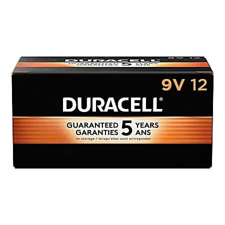 Duracell® Coppertop 9V Alkaline Batteries, Box of 12 [battery size 9-Volt, Number of Batteries Per Pack/Box 12, Number of Packs/Boxes 1, Cell Type Alkaline]