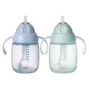 Tommee Tippee 8oz Weighted Starter Straw Sippy Cup - Blue & Green - 2pk [Dimensions (Overall) 7.52 Inches (H) x 4.5 Inches (W), Finish No Surface Treatment, Lid Material Plastic, C