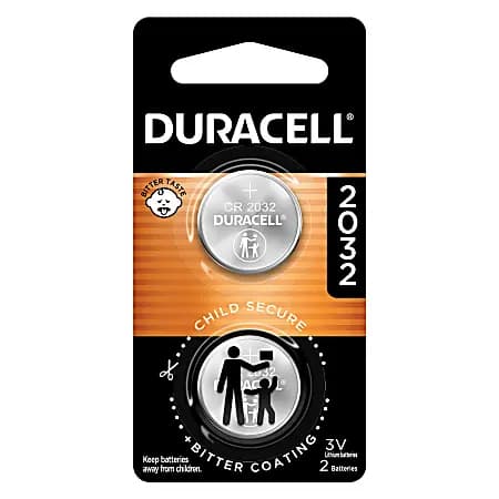 Duracell® 2032 3V Lithium Coin Batteries, Pack of 2 [Cell Type Lithium Ion, voltage 3 V, Warranty 10-Year Limited, rechargeable No]