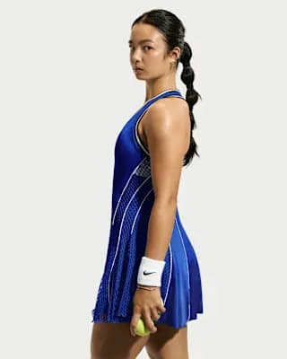 NikeCourt Slam Women's Tennis Dress Old Royal/White [Body: 83% polyester/17% spandex. Panels: 79% polyester/21% spandex., Machine wash, XS (0–2)-XXL (20–22)]