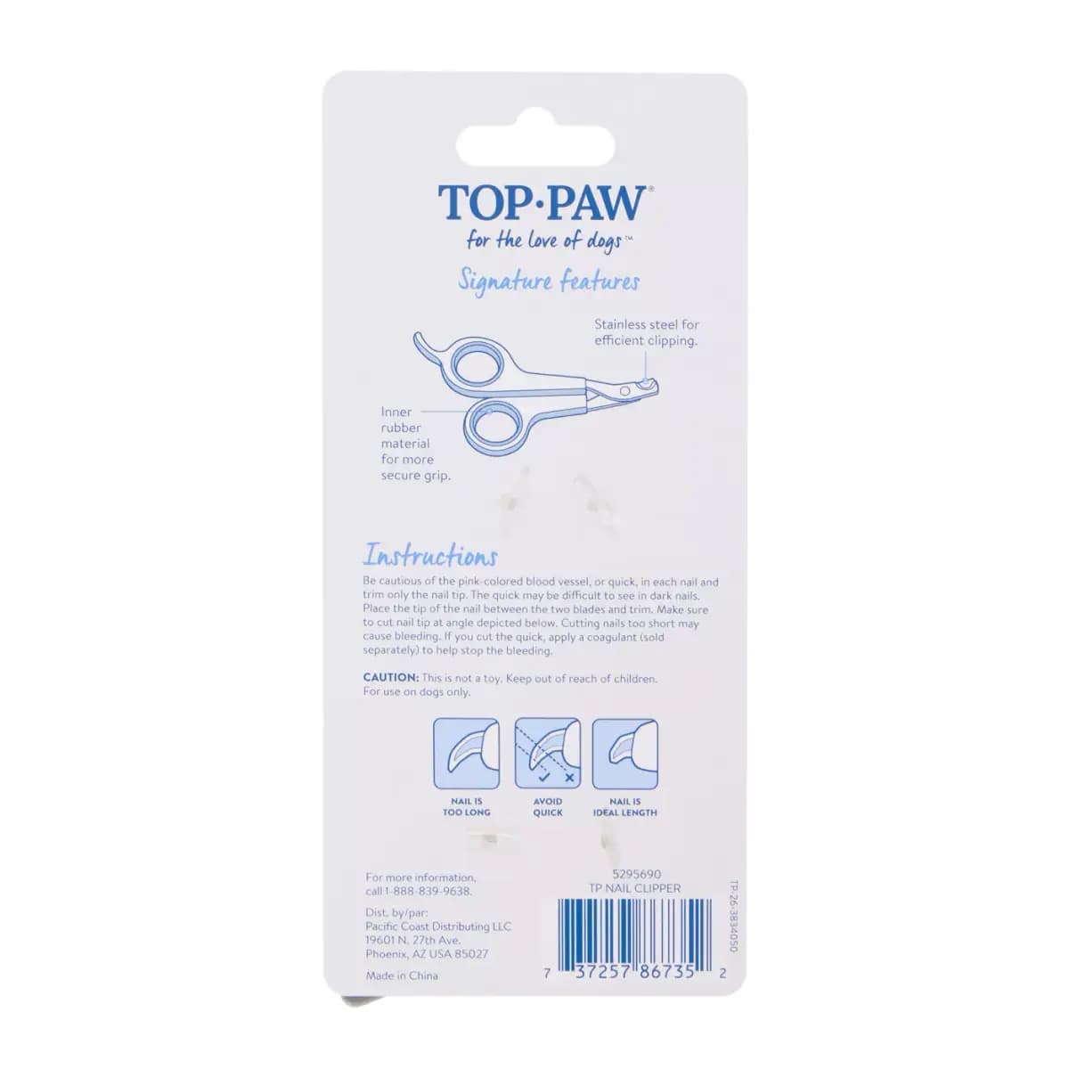 Top Paw® X-Small Pet Nail Clipper, for Small Pet [Brand Top Paw, Includes 1 Clipper, Intended Pet(s) X-Small - Small Dogs, Color Blue, Grey, Silver]