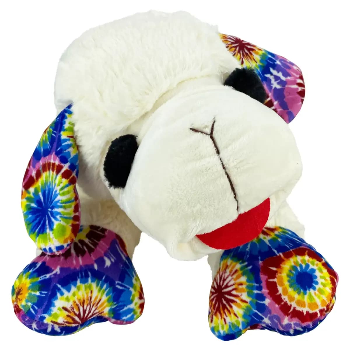 Multipet® Jumbo Lamb Chop Tie-Dye Plush Squeaker Dog Toy [Includes 1 Dog Toy, Intended For Dogs, Activity Snuggle, Noisemaking, Color White/Tie Dye]
