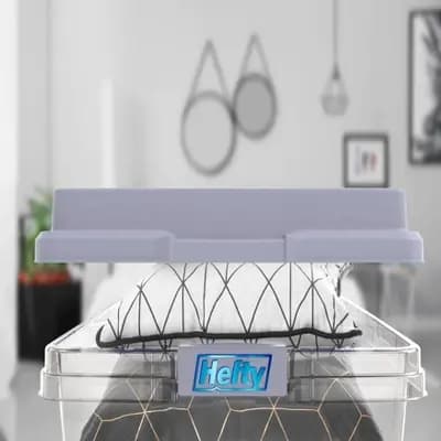 Hefty 63qt Hi-Rise Underbed Clear Storage: Plastic Utility Bin with Locking Handles & Latches, Long Universal Storage [63 Quart, Spot or Wipe Clean, Universal Storage]