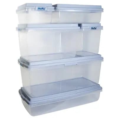 Hefty 63qt Hi-Rise Underbed Clear Storage: Plastic Utility Bin with Locking Handles & Latches, Long Universal Storage [63 Quart, Spot or Wipe Clean, Universal Storage]