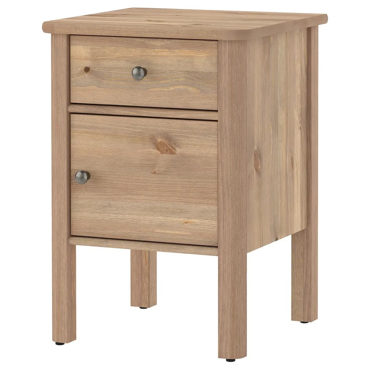 IKEA STOREMOLLA Nightstand, gray-brown stained 19 5/8x19 5/8x28 3/8 " [Depth 19 5/8 ", Height under furniture 9 ", Height 28 3/8 "]