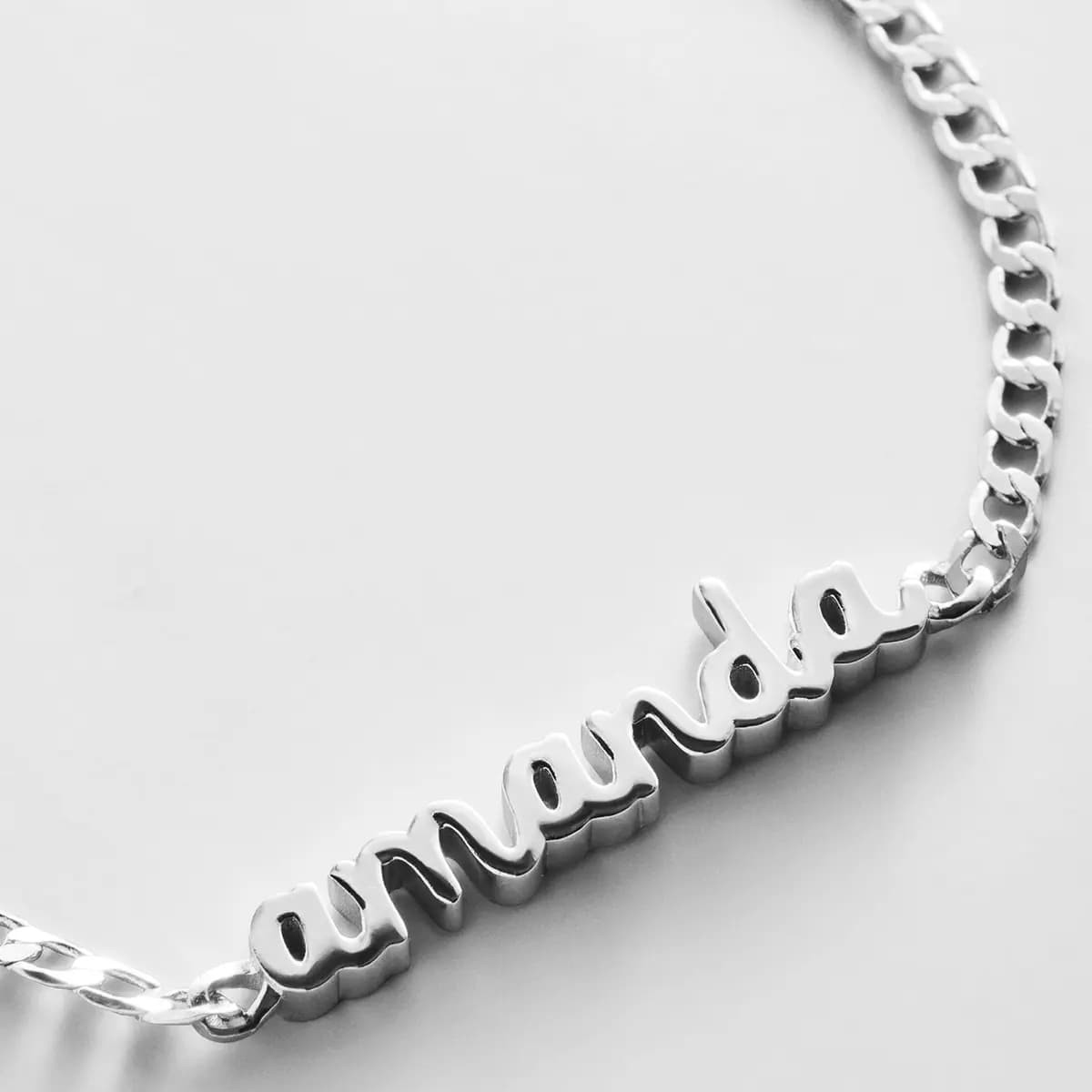 BaubleBar Curb Chain Custom Bracelet - Silver Script [Set on a smooth curb chain, Customize with up to 10 letters in the fon, Available in glossy gold or sleek silver,]