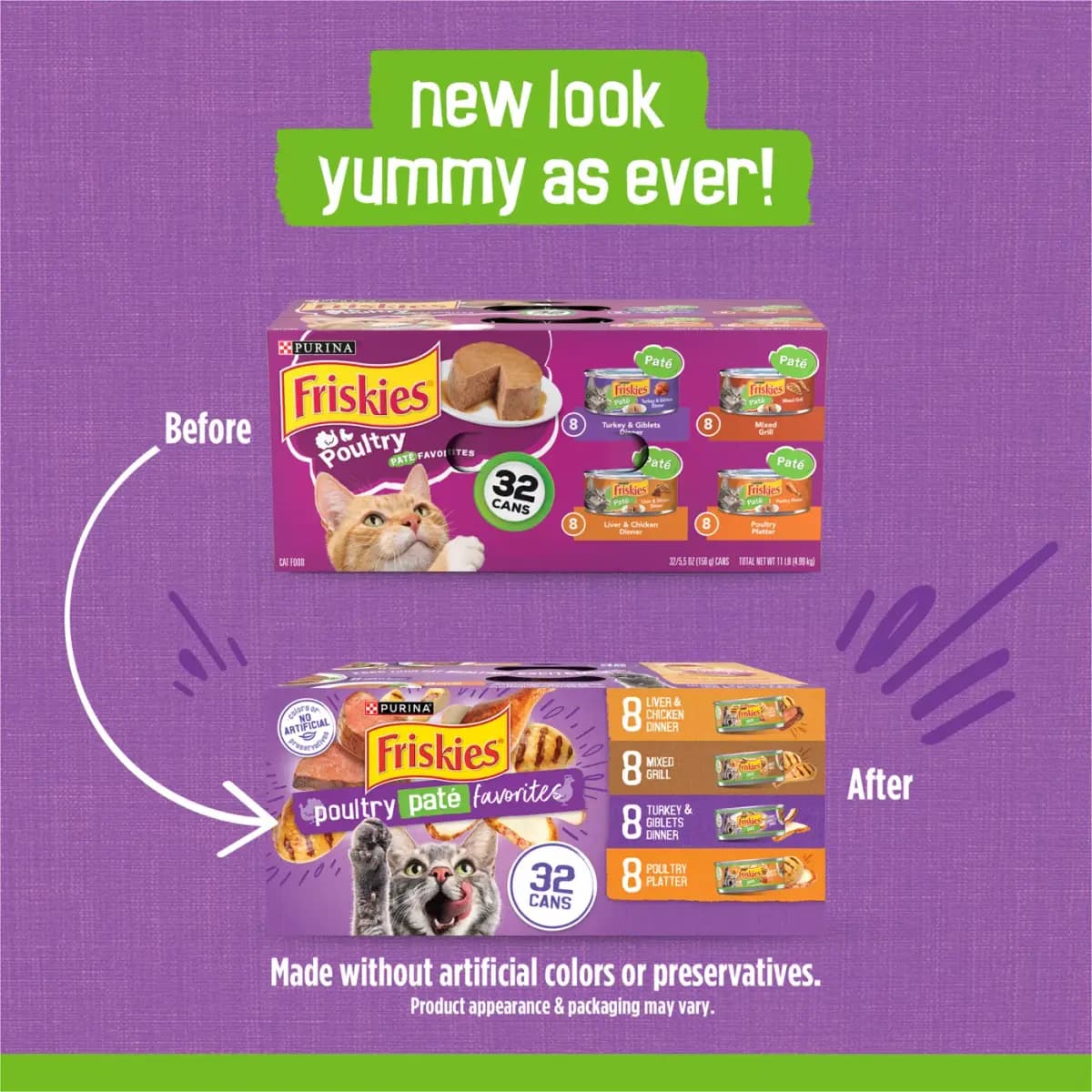 Friskies Pate Friskies® Poultry Pate Adult Cat Wet Food - Variety Pack, 5.5 Oz, 32 Count [Features & Benefits Four delicious Friskies cat food flavors, Item Number 5237486, Brand F