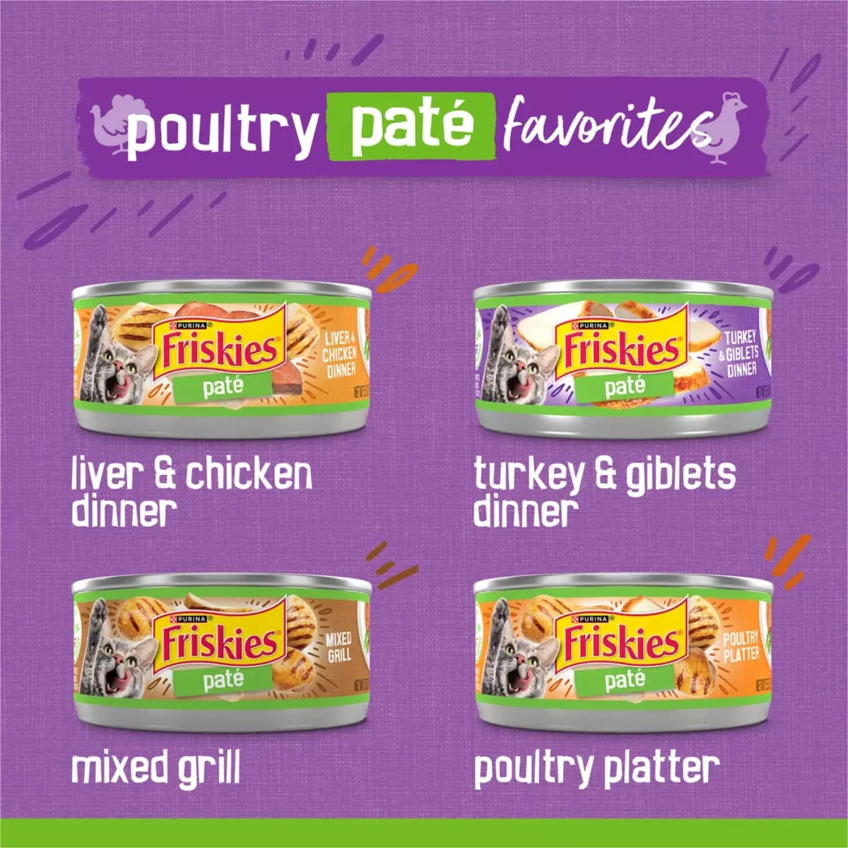 Friskies Pate Friskies® Poultry Pate Adult Cat Wet Food - Variety Pack, 5.5 Oz, 32 Count [Features & Benefits Four delicious Friskies cat food flavors, Item Number 5237486, Brand F