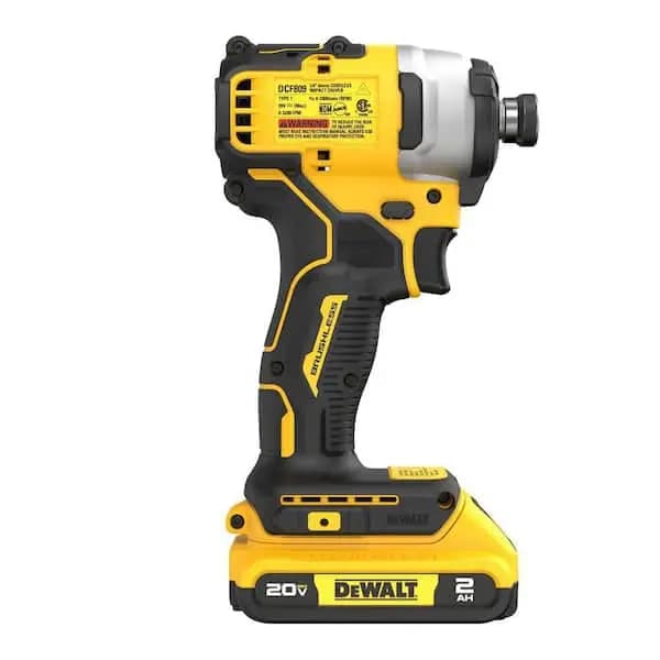 DEWALT Atomic 20V Max Lithium-Ion Brushless Cordless Compact 1/4 in. Impact Driver Kit with 2.0Ah Battery and Charger, DCF809D1 [Battery Amp Hours: 2 Ah, Battery Power Type: Lithiu