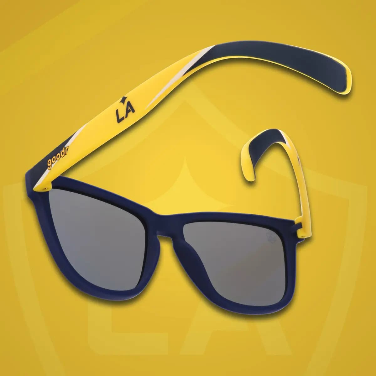 goodr Angeleno Navy and Yellow [UV400, reflective lenses, premium polymer]