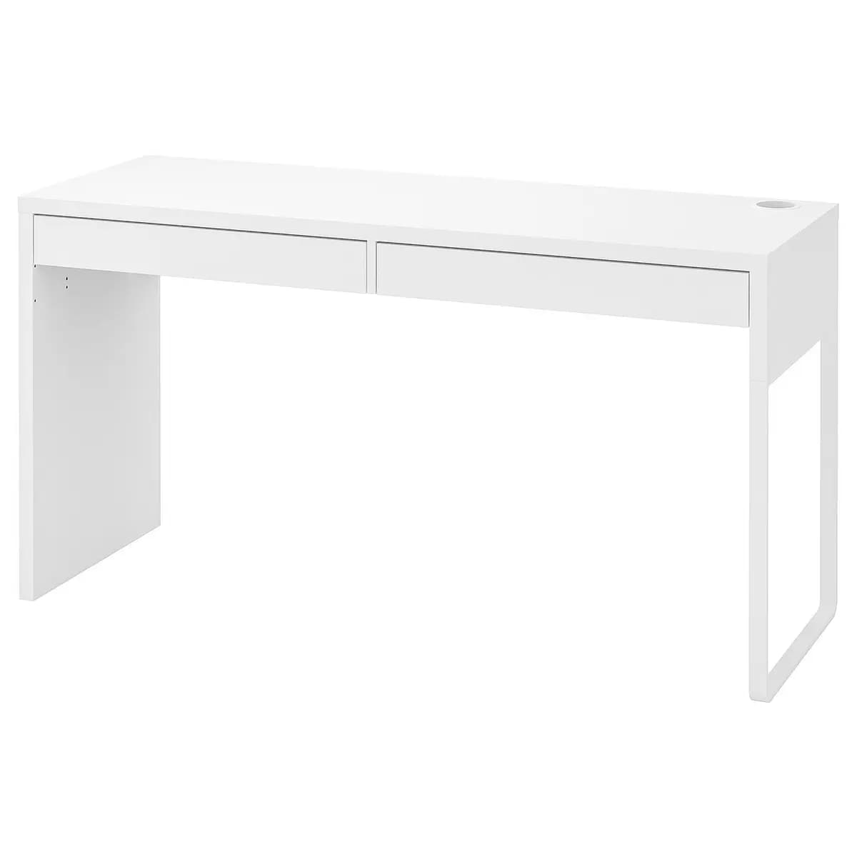 IKEA MICKE Desk, white 55 7/8x19 5/8 " [Max. load 110 lb, Maximum load/drawer 7 lb, Width 55 7/8 "]