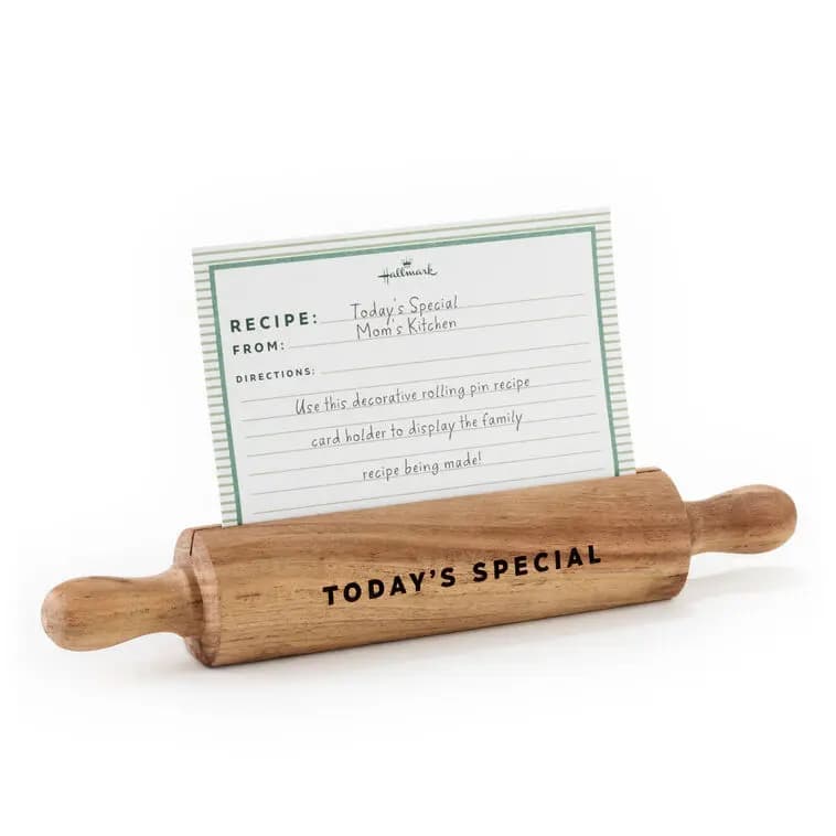 Rolling Pin Recipe Card Holder [Message Today's Special, Dimensions 10.25'' W x 1.5'' H x 1.75'' D, Material Wood., Count 1]