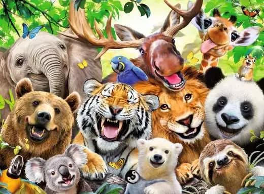 Ravensburger Children’s Jigsaw Puzzle Exotic Animals Selfie - 300 XXL Pieces Puzzle [300 XXL, ages 9 +]