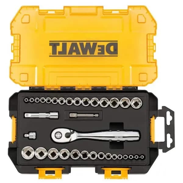 DEWALT 1/4 in. and 3/8 in. Drive Ratchet & Socket Set (34-Piece), DWMT73804 [Carrier Type: Hard Shell Carrier, Features: Adapter(s) included,Extension(s) included, Hand Tool Type: