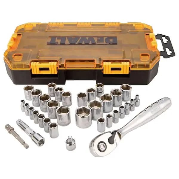 DEWALT 1/4 in. and 3/8 in. Drive Ratchet & Socket Set (34-Piece), DWMT73804 [Carrier Type: Hard Shell Carrier, Features: Adapter(s) included,Extension(s) included, Hand Tool Type: 