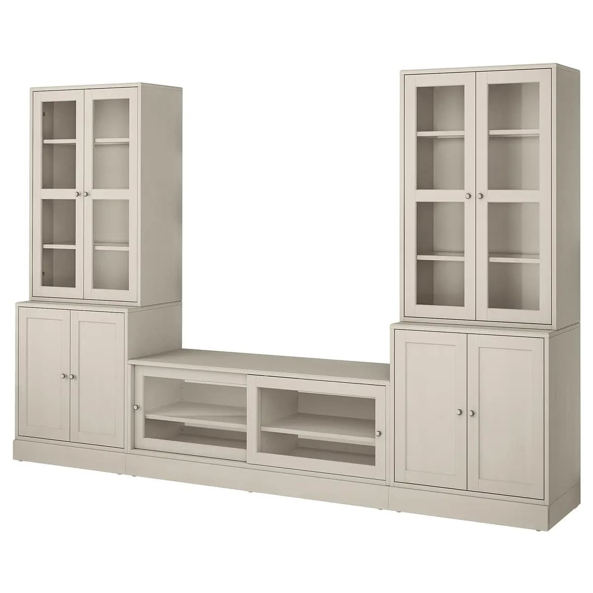 IKEA HAVSTA TV storage combination/glass doors, gray-beige 126 3/4x18 1/2x83 1/2 " [Width 126 3/4 ", Depth 18 1/2 ", Height 83 1/2 "]