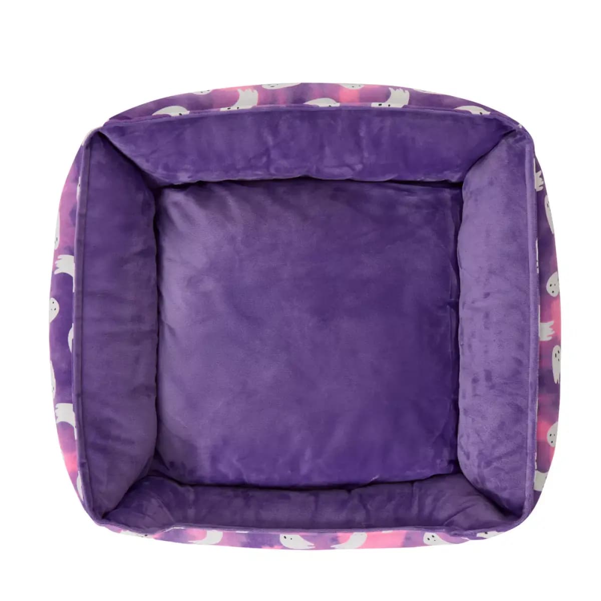 Thrills & Chills® Halloween Ghost Cuddler Dog Bed, ONESIZE 18 IN L X 20 IN W [Brand Thrills & Chills®, Includes 1 Bed, Color Purple, White & Pink, Dimensions 18 IN L X 20 IN W X 6.