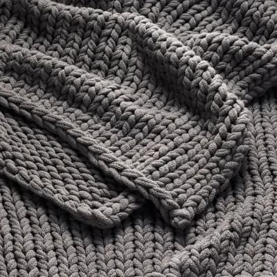 Casaluna 50"x70" Oversized Solid Bed Throw Dark Gray - Casalunaâ„¢: Acrylic, Knitted, Reversible, Machine Washable [100% Acrylic, 0, Heavyweight Fabric]