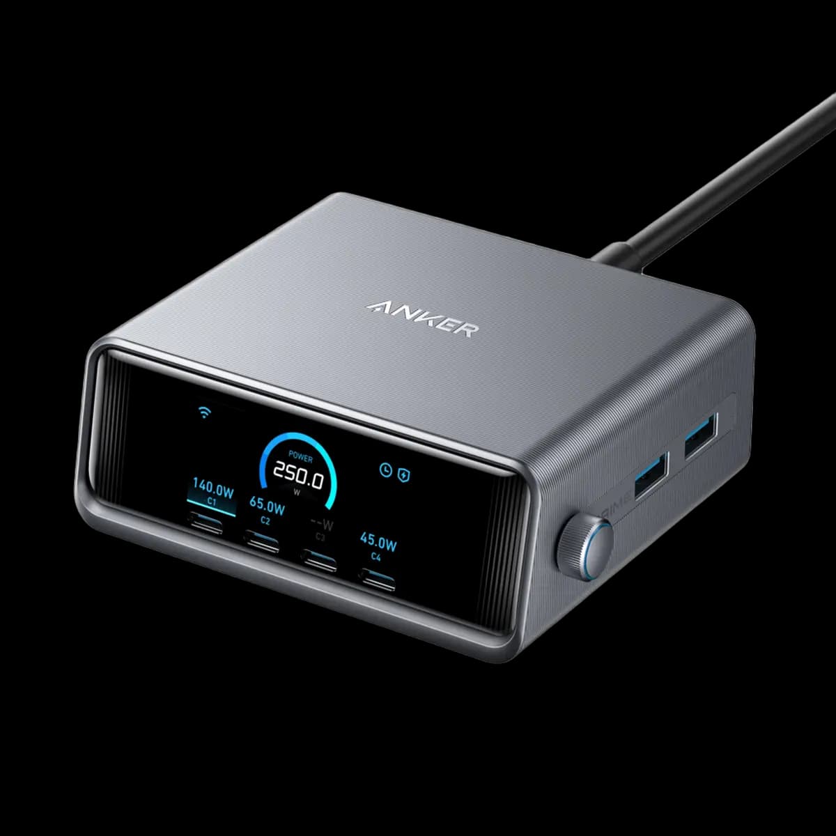 Anker Prime Charger (250W, 6 Ports, GaNPrime) [250W, 100-240V~, 3.5A, 50-60Hz, Two Ports in Use: Up to 240.0W Max.]