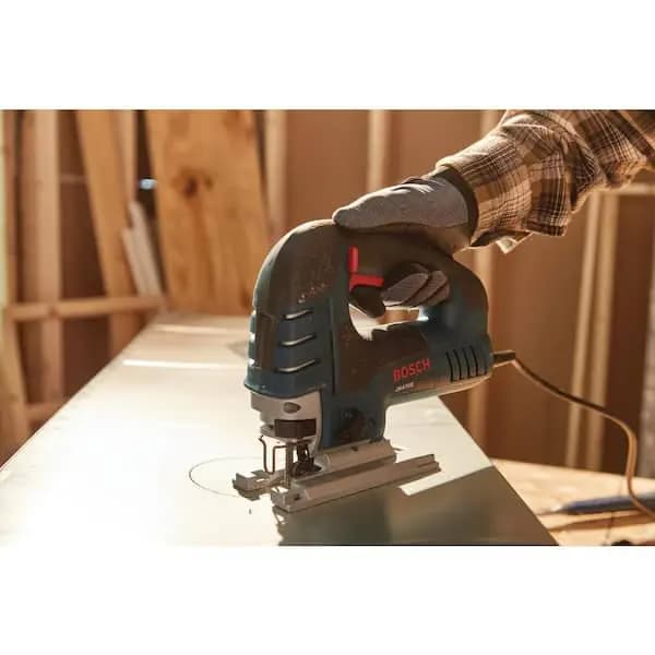 Bosch 7.0 Amp Top-Handle Jig Saw, JS470E [Amperage (A): 7 A, Bevel Capacity (degrees): 45 °, Color Family: Blue]