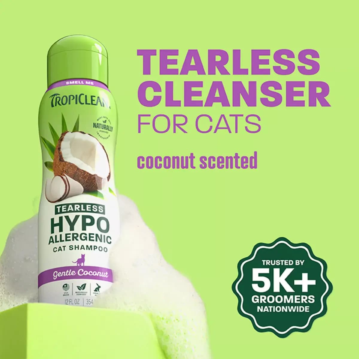 TropiClean® Tearless Hypoallergenic Cat & Kitten Shampoo - Gentle Coconut 12 oz [Description and Overview TROPICLEAN TEARLESS HYPOALLERGENIC CAT S, Product Brand & Name TropiClean
