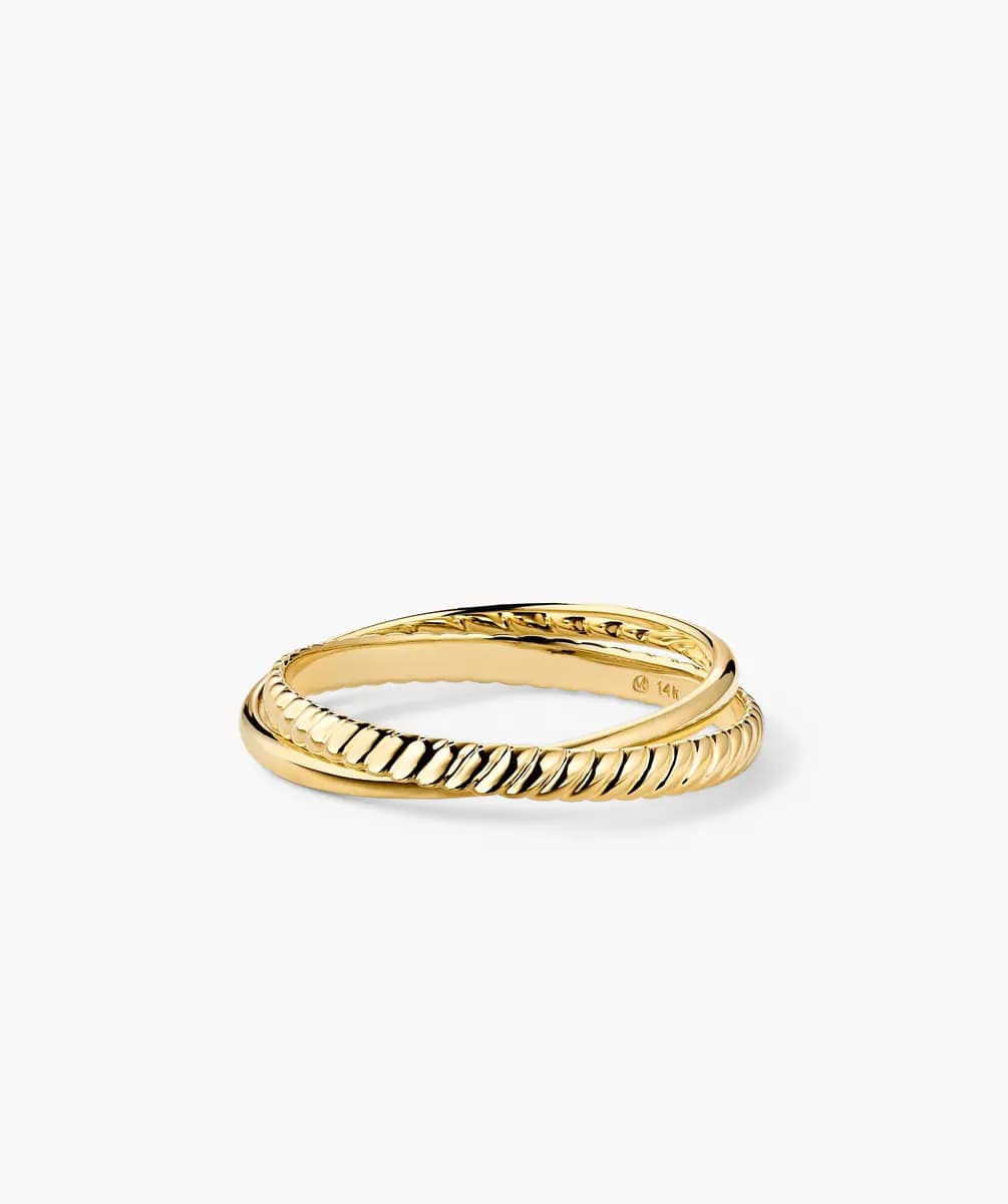 Mejuri Duo Ring 14k Yellow Gold [14k Yellow Gold, Smooth Band Width: 1.5 mm, Polish with a soft cloth]