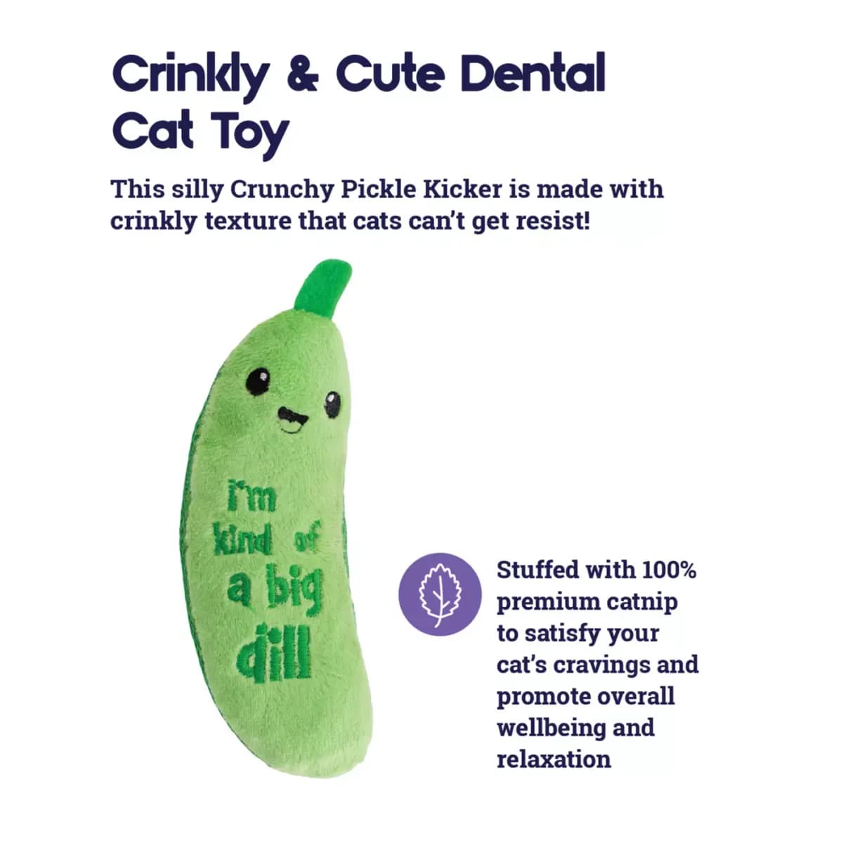 Catstages Catnip Crinkle Pickle Teether Cat Toy [Includes 1 Toy, Intended For Cats, Activity Hunt & Stalk, Swat and Pounce, Dimensions 8.5 in x 3.5 in x 1.2 in]