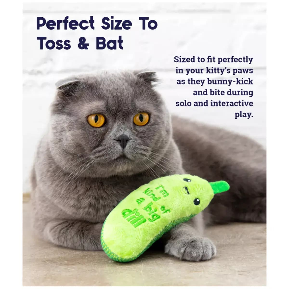 Catstages Catnip Crinkle Pickle Teether Cat Toy [Includes 1 Toy, Intended For Cats, Activity Hunt & Stalk, Swat and Pounce, Dimensions 8.5 in x 3.5 in x 1.2 in]