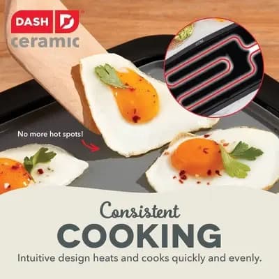 Dash Nonstick Ceramic Electric Flat Top Griddle Cream [5 Pounds, 1500 Watts, Aluminum]