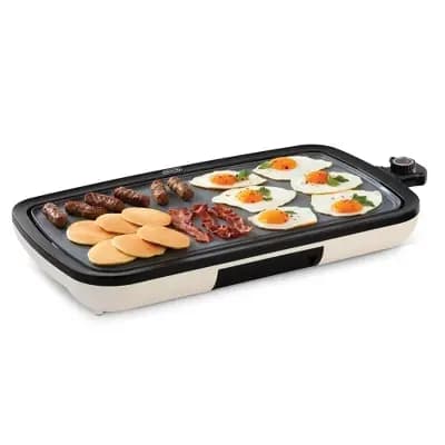 Dash Nonstick Ceramic Electric Flat Top Griddle Cream [5 Pounds, 1500 Watts, Aluminum]