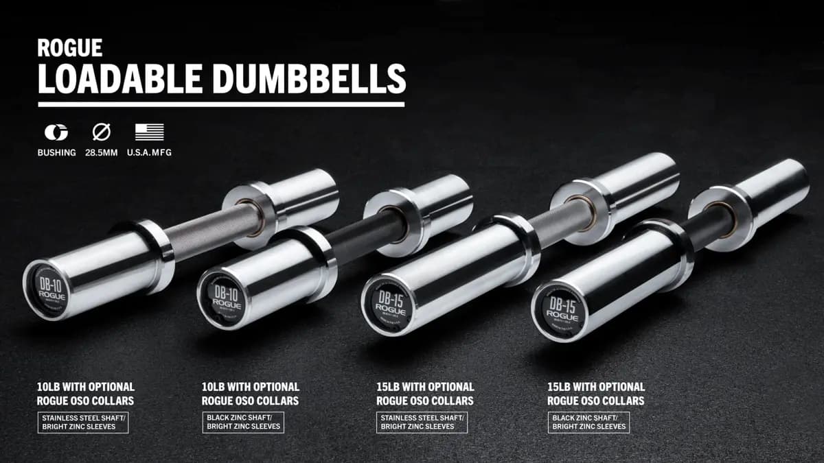 Rogue Fitness Rogue Loadable Dumbbells [Rogue Fitness, Lifetime Warranty*, Yes]