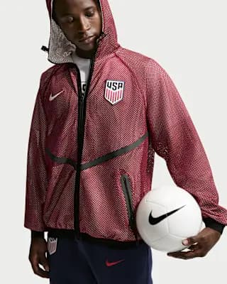 USMNT Men's Nike Dri-FIT Soccer Anthem Jacket Team Red/Sail/Sail [100% polyester, Machine wash, XS-3XL]