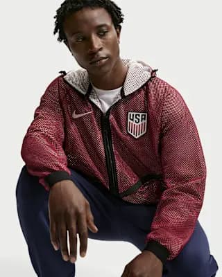 USMNT Men's Nike Dri-FIT Soccer Anthem Jacket Team Red/Sail/Sail [100% polyester, Machine wash, XS-3XL]