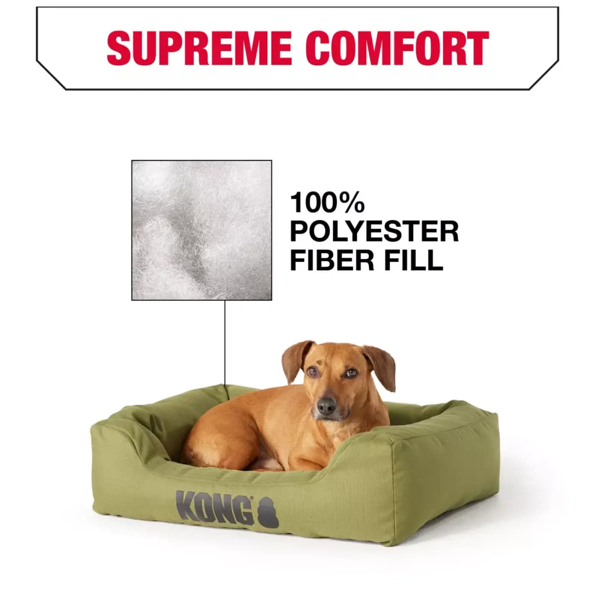KONG® 4-Sided Durable Cuddler Medium Dog Bed, Water-Resistant, Multiple Colors, 28L x 22W [Includes 1 Cuddler Bed, Color Olive, Environment Indoors, Dimensions 28 in L x 22 in W x