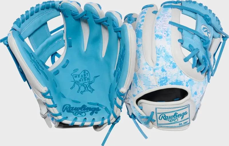 Rawlings Rawlings Heart of the Hide ContoUR Fit 11.5-Inch Infield Glove, Right Hand Throw [R00750129, Conventional, Columbia Blue/White]