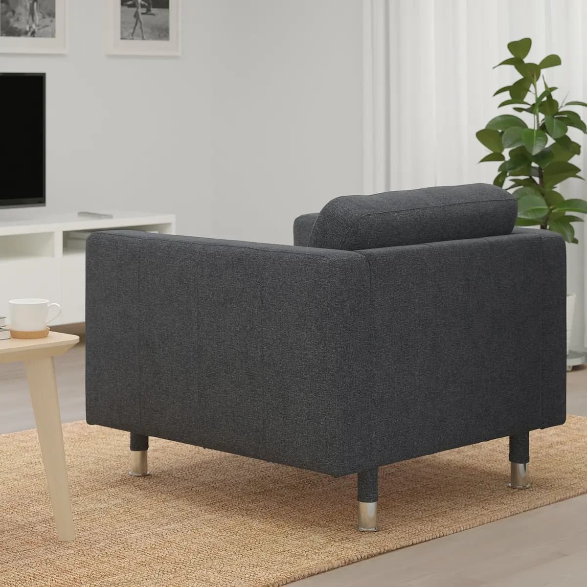 IKEA MORABO Armchair, Gunnared dark gray/metal [Width 35 7/8 ", Depth 36 1/4 ", Height 31 7/8 "]