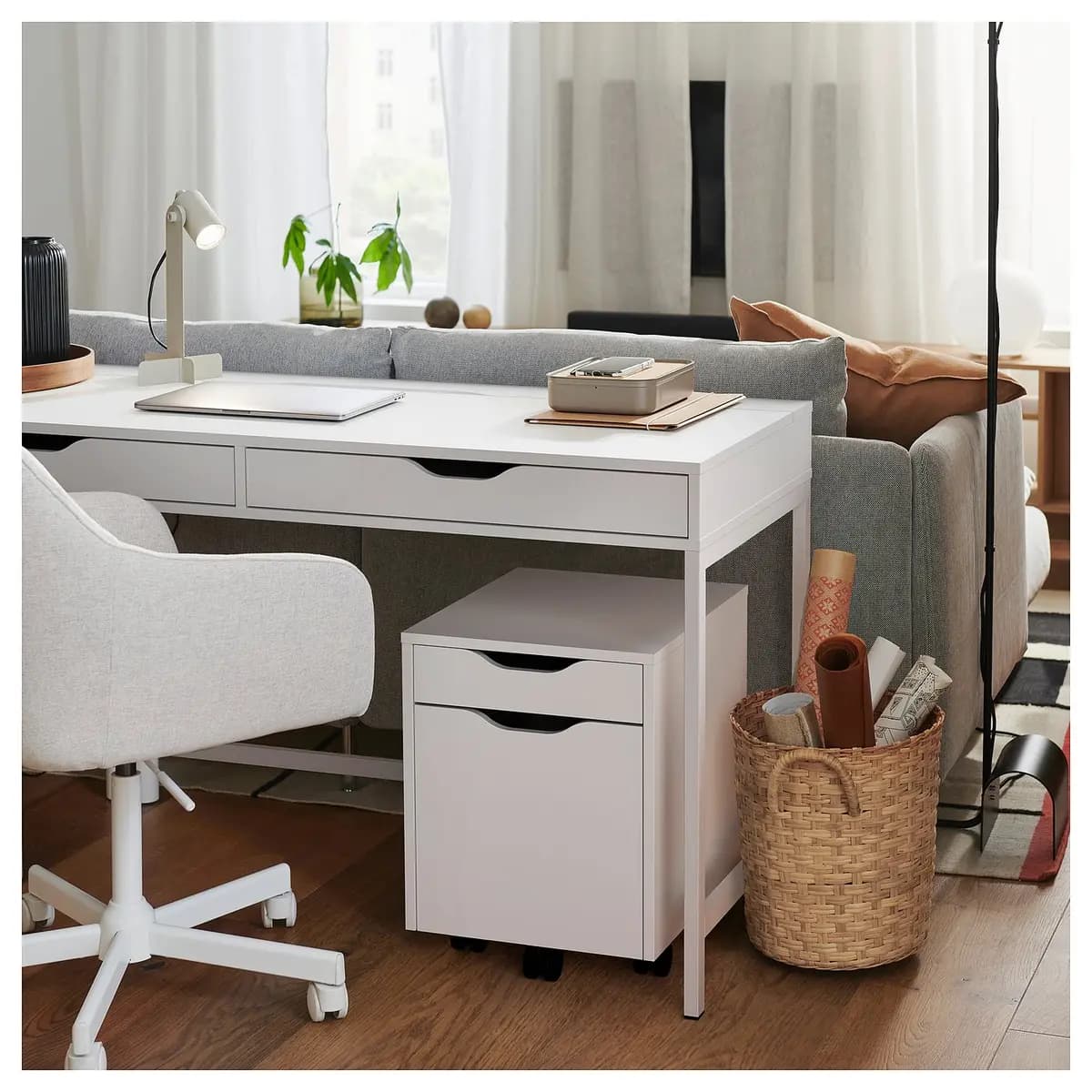 IKEA ALEX Desk, white 39 3/8x18 7/8 " [Max. load 110 lb, Maximum load/drawer 2 lb, Width 39 3/8 "]