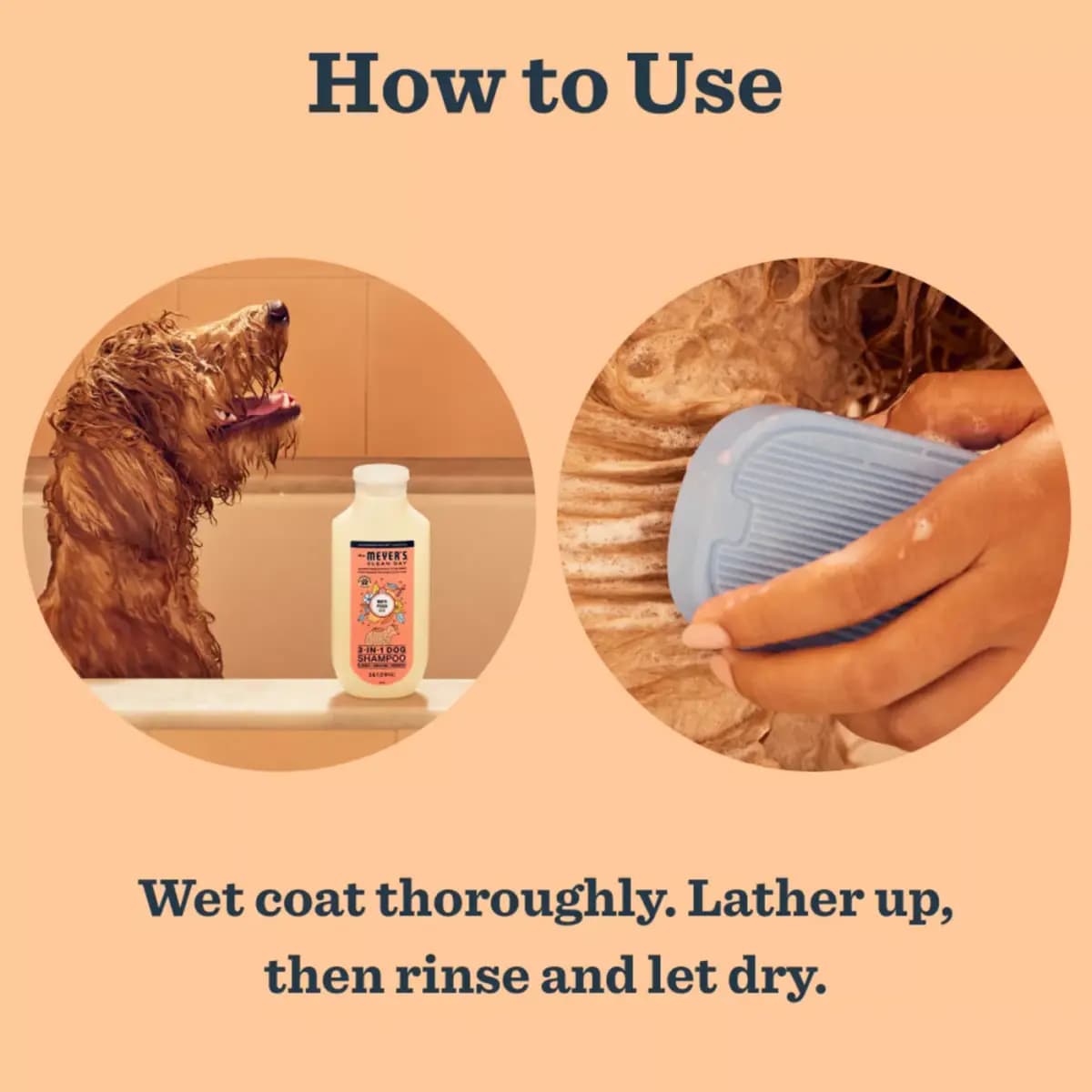 Mrs. Meyer's® 3-in-1 Dog Shampoo & Conditioner - White Peach 14 oz [Intended For Dogs, Includes 1 - 14oz bottle, Dimensions "Unit Depth - 1.85in, Pet Weight No pet weight restricti