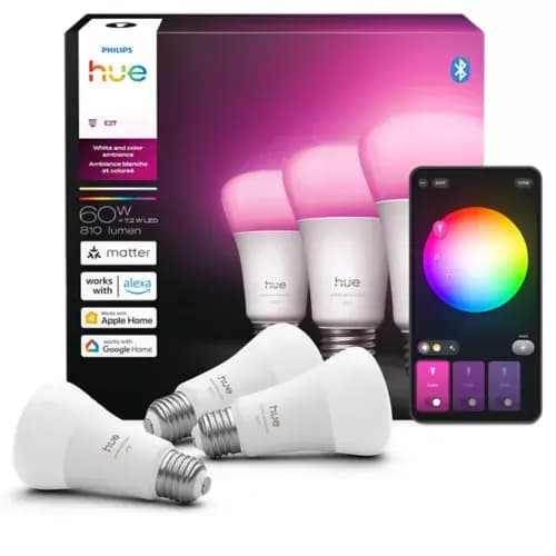Philips Hue 60W A19 3PACK- E26 smart bulbs [046677590888, 50,000, 25,000]