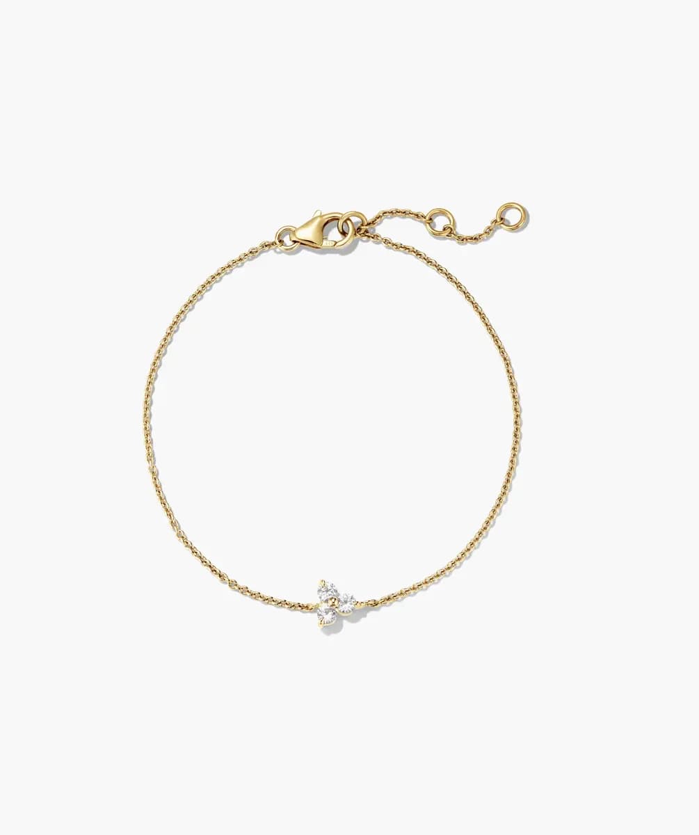 Mejuri Lotus Bracelet 18k Gold Vermeil - Lab Grown White Sapphire [18k Gold Vermeil - Lab Grown White Sapphire, 2.5 mm, 5.4 mm]