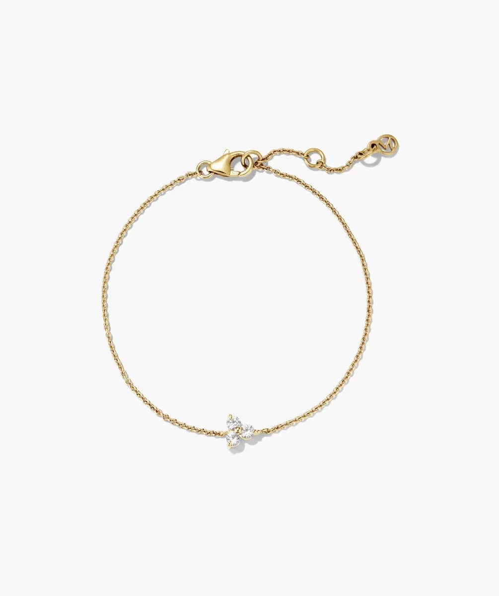 Mejuri Lotus Bracelet 18k Gold Vermeil - Lab Grown White Sapphire [18k Gold Vermeil - Lab Grown White Sapphire, 2.5 mm, 5.4 mm]