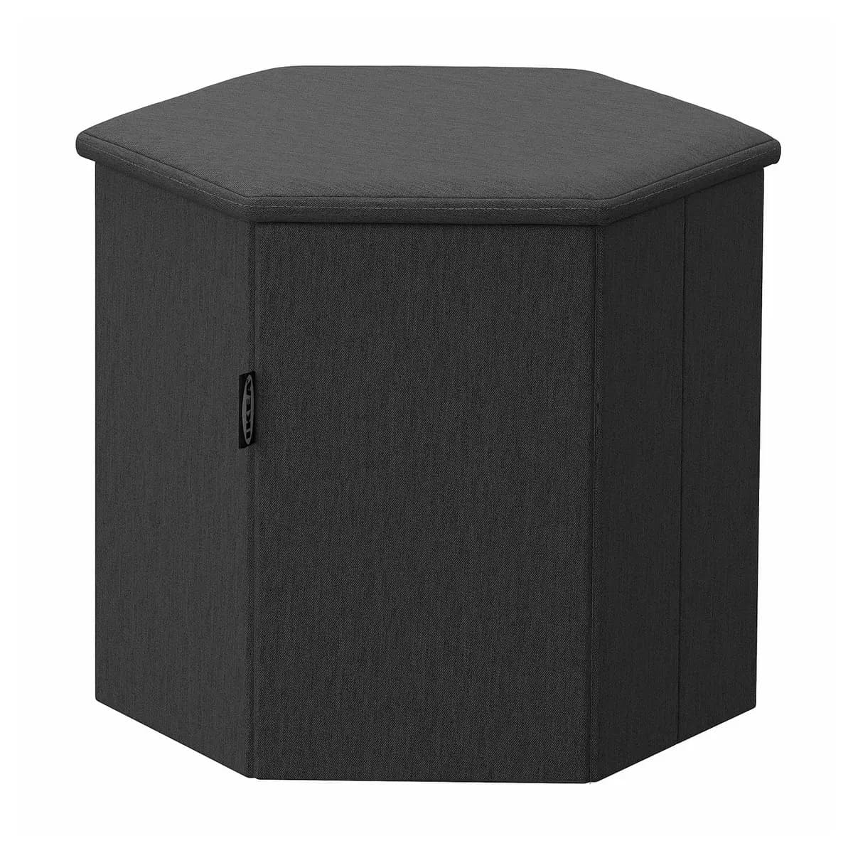 IKEA KJUGE Pouf with storage, Knisa dark gray [Height 13 ", Diameter 15 "]