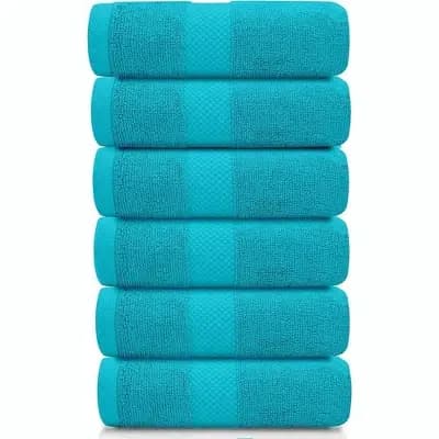 White Classic Luxury 100% Cotton Hand Towels Set of 6 - 16x30" Aqua [100% Cotton, Heavyweight (550-800 GSM), Quick Dry]